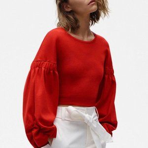 Zara Knit Balloon Sleeve Crop Top